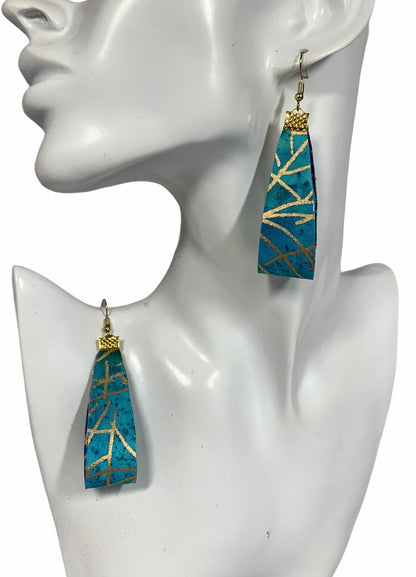 Teardrop hoop earrings-Teal