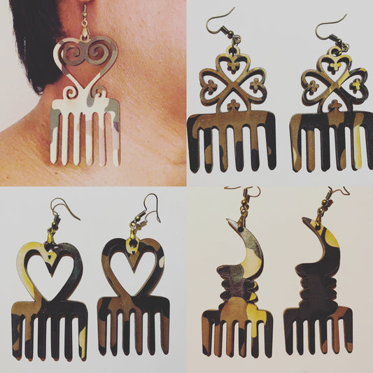 Adinkra Comb Earrings