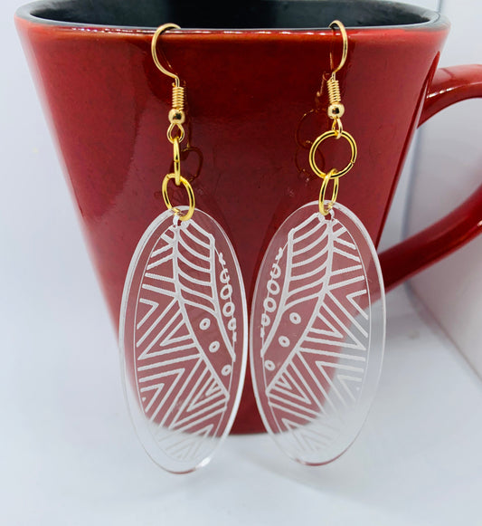 Ethnic Elegance Engraved Acrylic Earrings