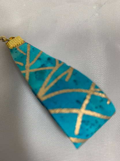 Teardrop hoop earrings-Teal