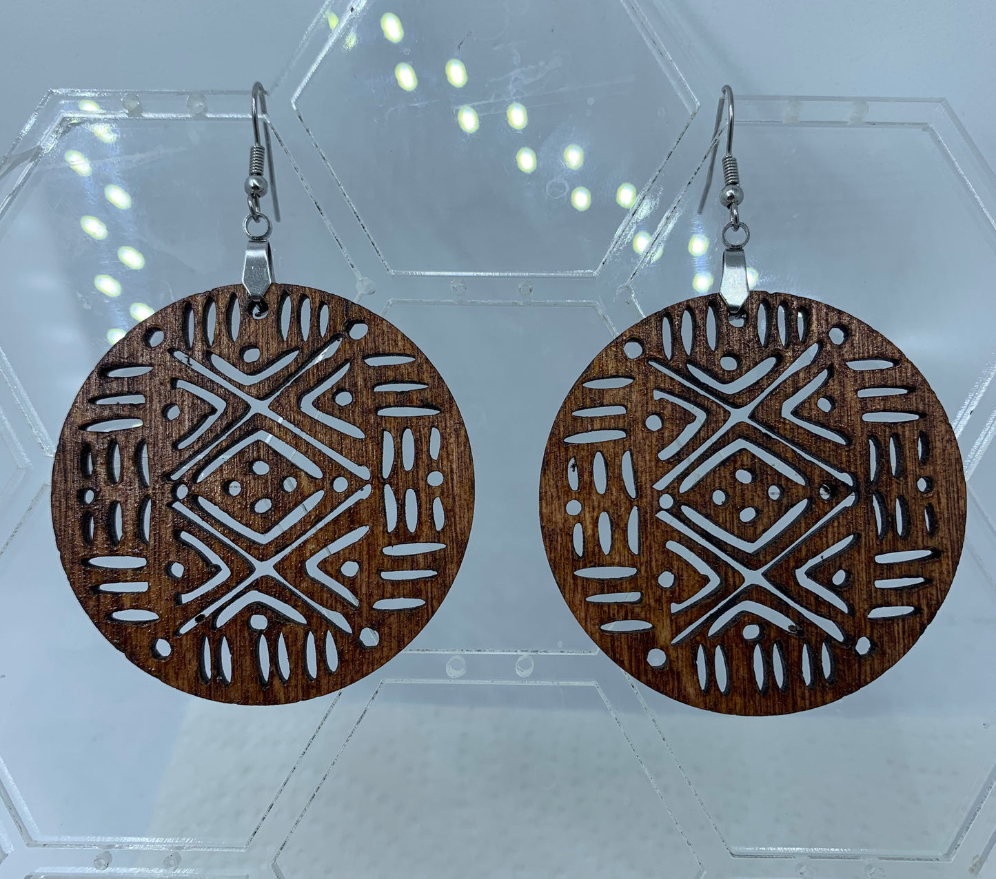 SVG Digital File-Mudcloth Earring Design for Wood or Leather