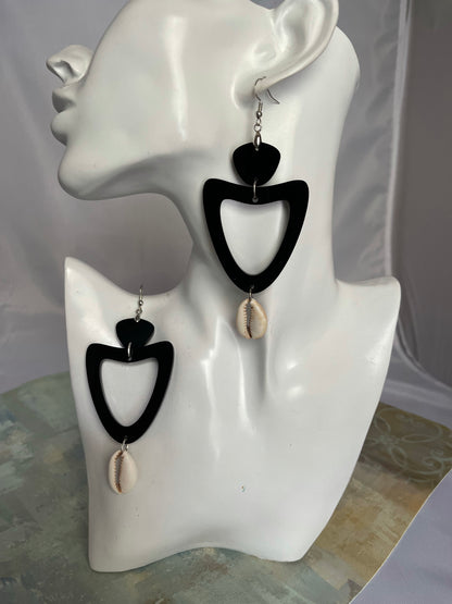 Black Cowrie Shell  Earrings