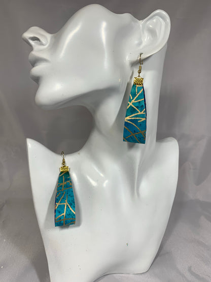 Teardrop hoop earrings-Teal