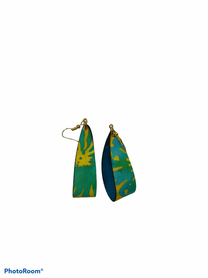 Teardrop hoop earrings-Yellow & Teal