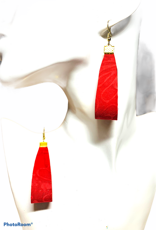 Teardrop hoop earrings-Red