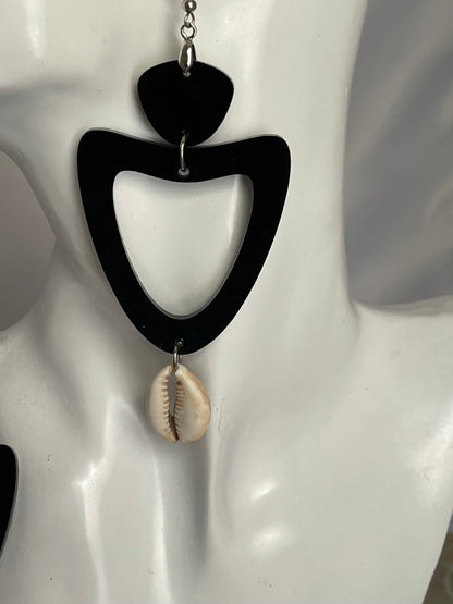 Black Cowrie Shell  Earrings